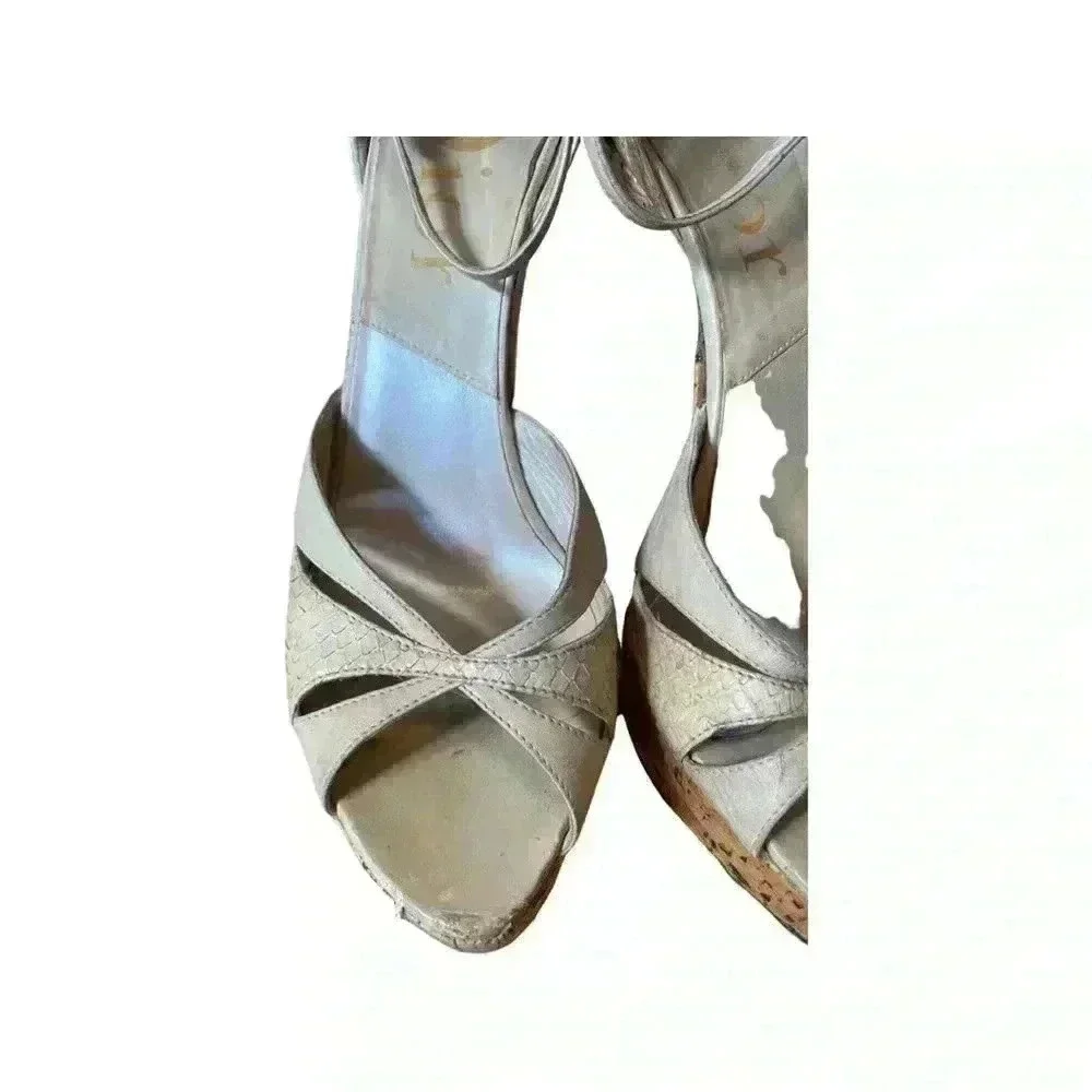DIOR Womens Shoes Natural Open Toe Wedge Sandals Made in Italy Heels Size 37.